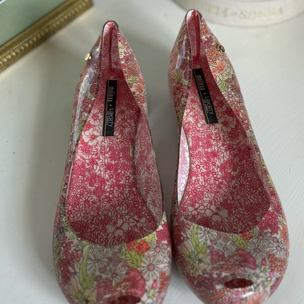 Liberty Pink and Green Floral Jelly flats